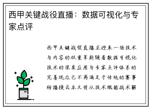 西甲关键战役直播：数据可视化与专家点评